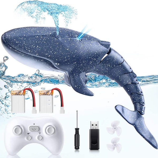 2.4G Remote Control Whale with Water Spraying & Light for Kids-Blue Carousel 1