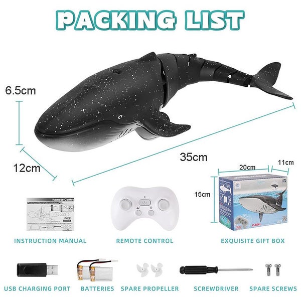 2.4G Remote Control Whale with Water Spraying & Light for Kids-Grey Carousel 2