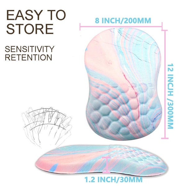 Ergonomic Mouse Pad with Massage Design and Non-Slip PU Base-Pink Blue Carousel 2