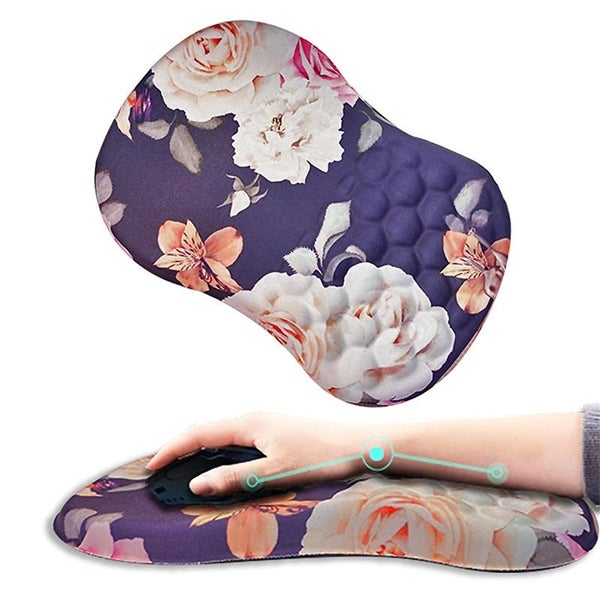 Ergonomic Mouse Pad with Massage Design and Non-Slip PU Base-Peony Carousel 1