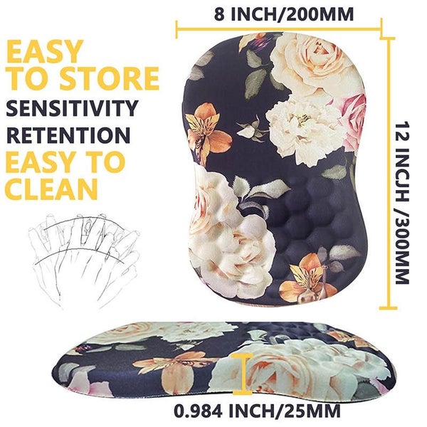 Ergonomic Mouse Pad with Massage Design and Non-Slip PU Base-Peony Carousel 2