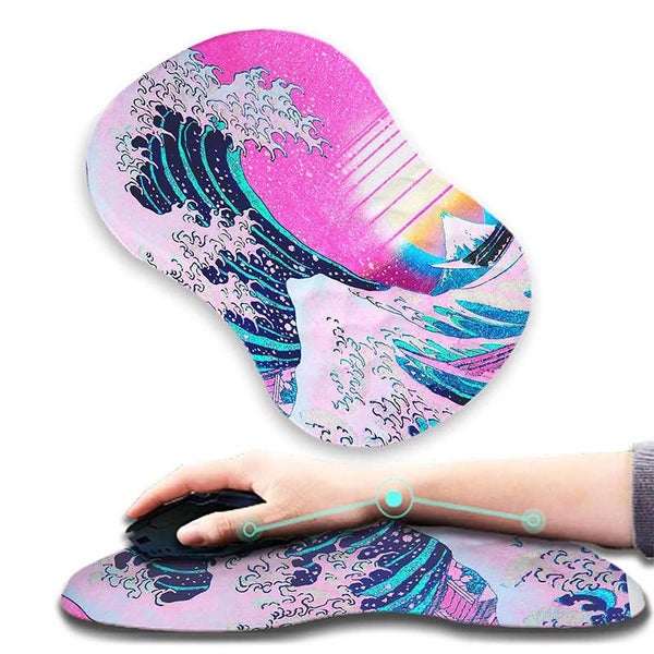 Ergonomic Mouse Pad with Massage Design and Non-Slip PU Base-Wave Carousel 1