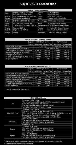 Cayin IDAC-8 Dual Timbre DAC Vacuum Tube AK4499x2 888 SET Brand New Carousel 14