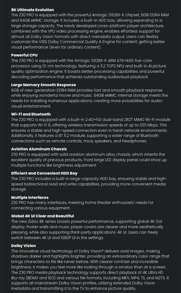 Zidoo Z30Pro / Z30 Pro 8K UHD Media Player Brand New Carousel 14