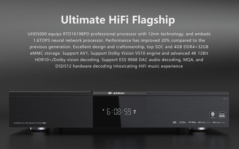 Zidoo UHD5000 4K UHD HDD Media Player Brand New Carousel 2