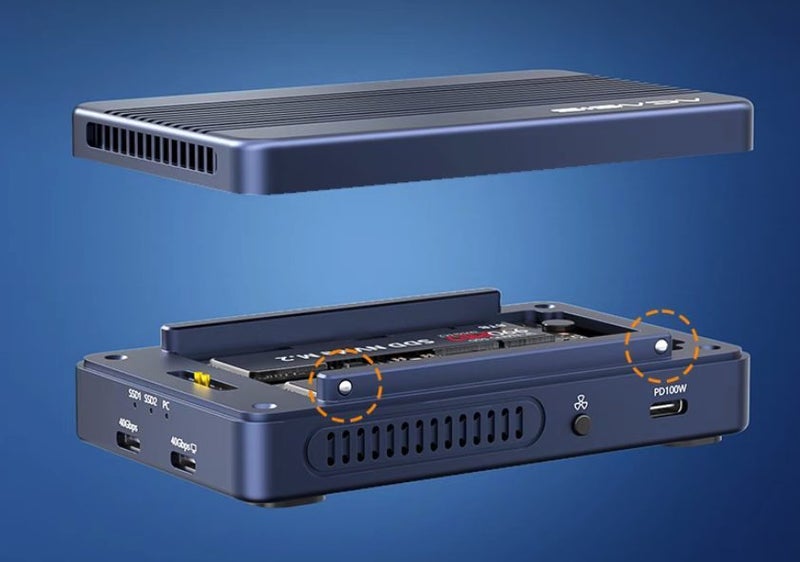 Thunderbolt 3 Enclosure M.2 Dual Nvme SSD USB4 40Gbp/s HDMI USB Acasis Brand New Carousel 2