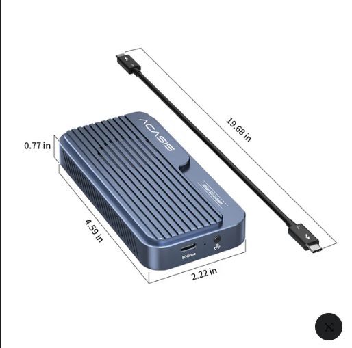 Thunderbolt 5 / TB5 Enclosure M.2 Nvme SSD USB5 / USB4 80Gbp/s Acasis Brand New Carousel 2