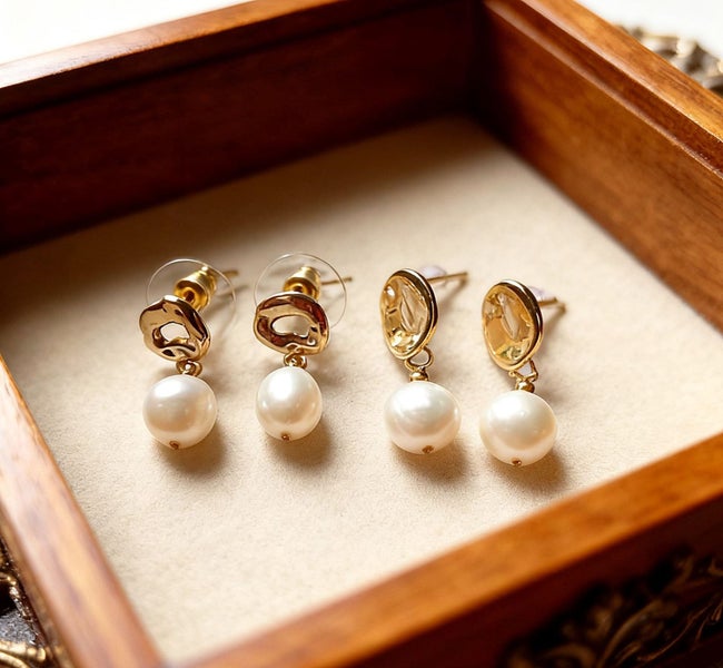 (100% Natural Pearl) Authentic Baroqu Pearl Drop Earrings EBZ18JX-14 Carousel 2