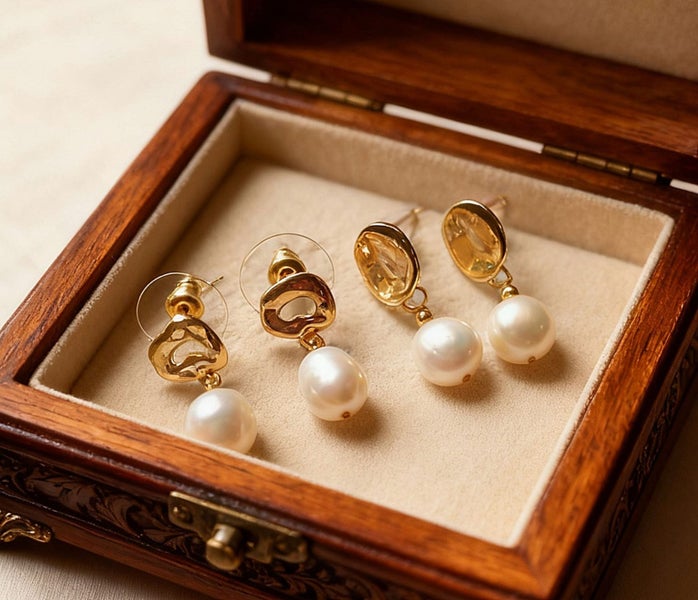 (100% Natural Pearl) Authentic Baroqu Pearl Drop Earrings EBZ18JX-14 Carousel 1