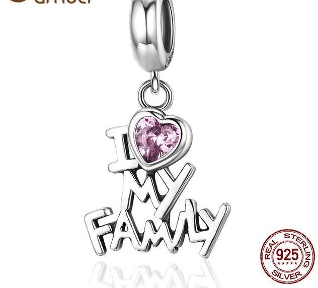 Beautiful Sterling Silver I Love My Family Charm - Fits Pandora Bracelet!