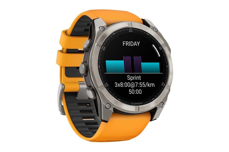 Garmin Fenix 8 AMOLED Sapphire Smart Sports Watch (Titanium with Spark Orange Carousel 2