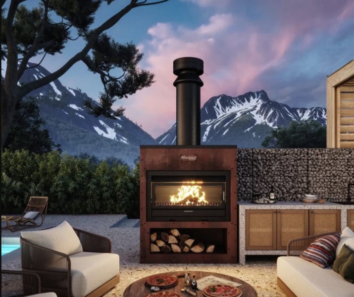 Matakana 1200 Corten Cabinet With Flue (Includes Fire, Corten Flatpack & Flue Ki Carousel 1