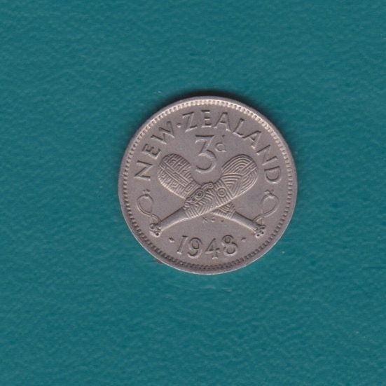 NZ - 1948 Threepence (3d) - Ave/Circ Carousel 1