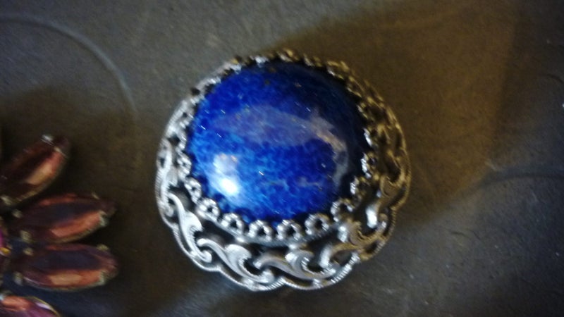 VINTAGE LAPIS LAZULI BROOCH Carousel 1