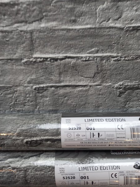 Wallpaper. Aged Bricks - Grey & Charcoal. #52520 Carousel 1