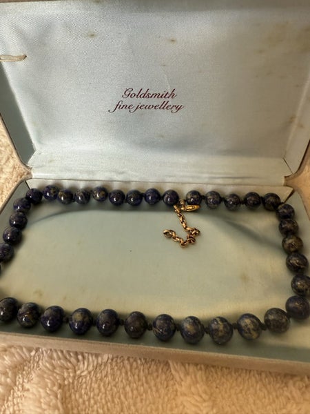 Lapis Lazuli Necklace – Solid Gold Clasp & Extension Carousel 1