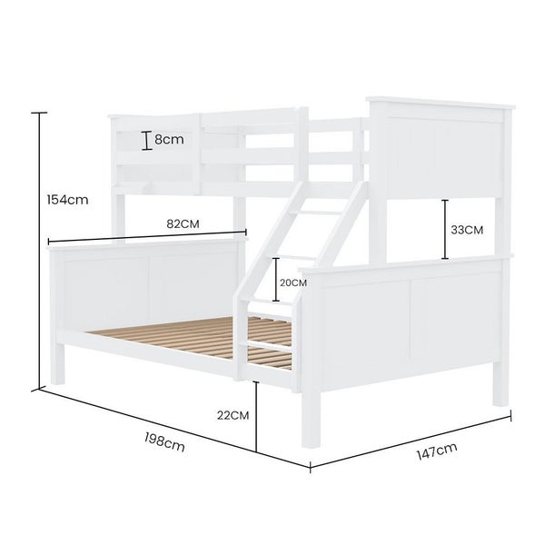 Kingston Slumber Triple Wooden Single Over Double Bunk Bed Frame Kids Convertibl Carousel 2