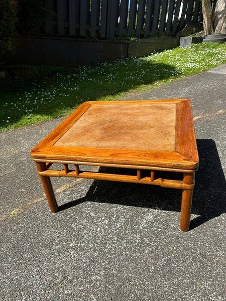 Coffee Table - large wooden square table with woven top64262244401410111