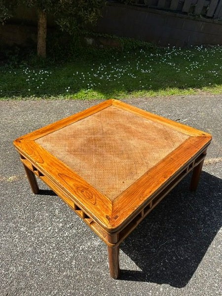 Coffee Table - large wooden square table with woven top64262244401410112