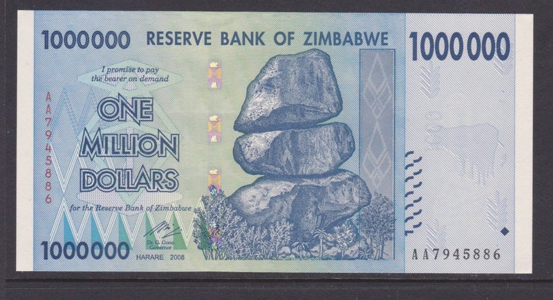 Zimbabwe - 2008 Million Dollars ($1,000,000) - Rocks - "AA 7945886" - UNC - P-77 Carousel 1