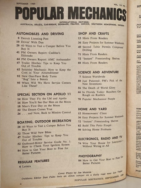 POPULAR MECHANICS MAGAZINE: Vol. 132, No. 1 - September 1969 Carousel 4