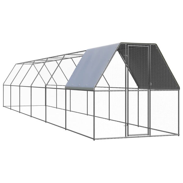 Vidaxl Outdoor Chicken Cage 2X12x2 M Galvanised Steel Carousel 1