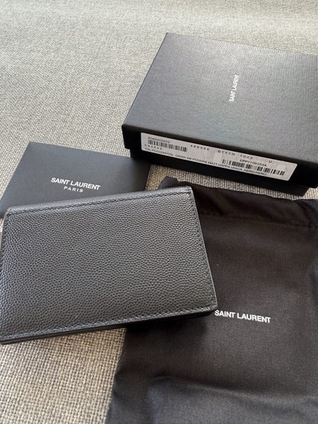 SAINT LAURENT PARIS BUSINESS CARD HOLDER WITH FLAP IN GRAIN DE POUDRE LEATHER64262900565633111