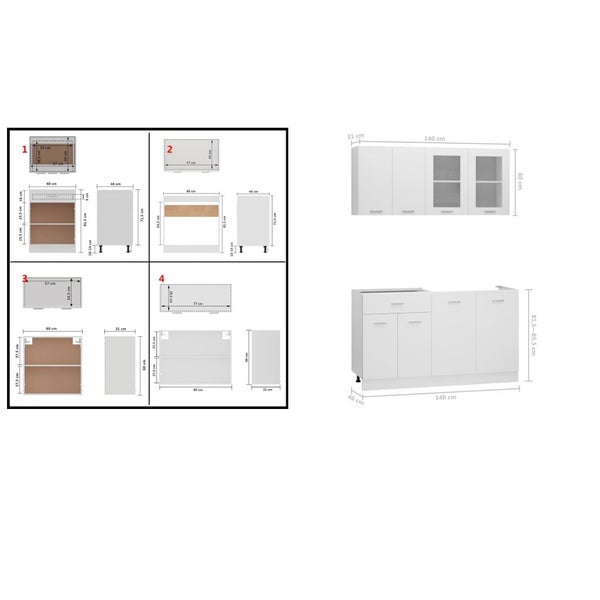 Vida Xl 4 Piece Kitchen Cabinet Set White Engineered Wood Carousel 2