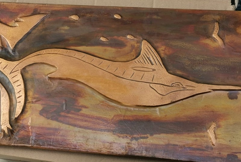 Vintage Copper Marlin relief picture art decorative 52 cm x 26cm Carousel 2