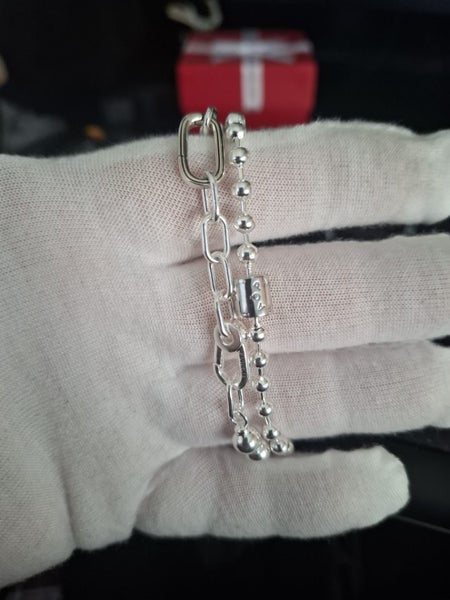 $1R: 2 x Stunning 925 Silver Stamped Charm Bracelets – 21 cm Carousel 7