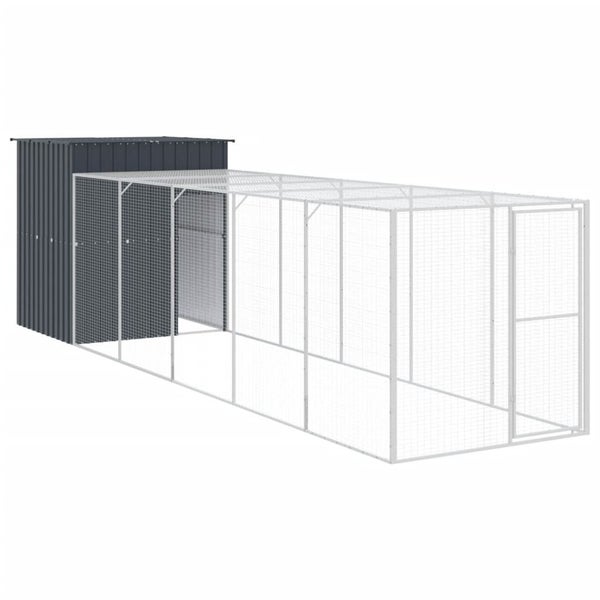 Vidaxl Chicken Cage With Run Anthracite 165X659x181 Cm Galvanised Steel Carousel 1