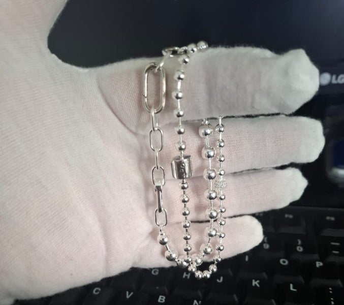 $1R: 2 x Stunning 925 Silver Stamped Charm Bracelets – 21 cm Carousel 1