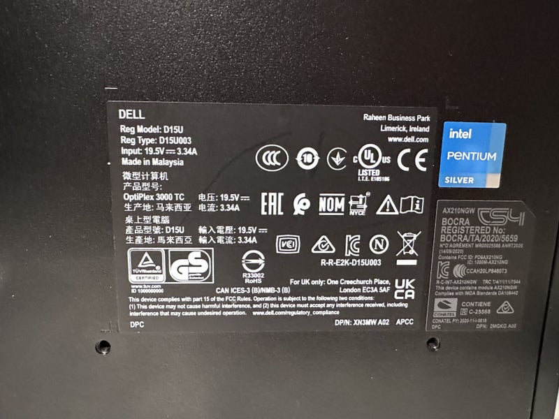 $1 Res Dell OptiPlex 3000 Thin Client - Intel Silver N6005 128GB 8GB Ram WiFi 6E64265504946433113