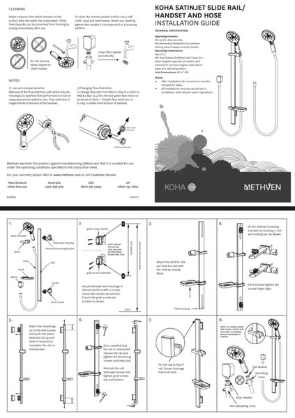 Methven Satinjet Koha MKII Slide Rail Shower (All Pressures) Carousel 8