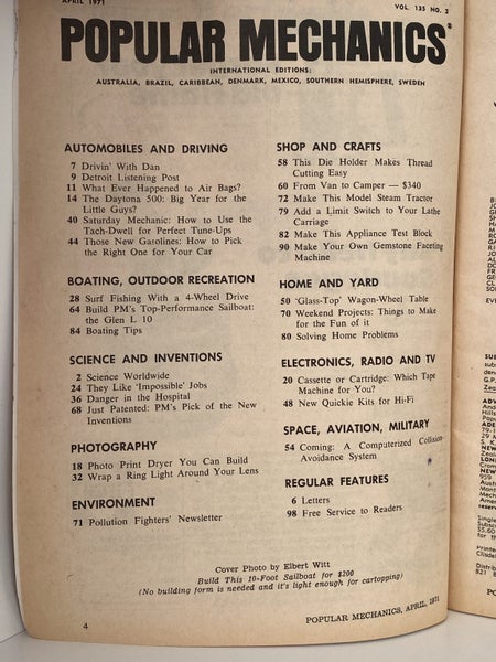 POPULAR MECHANICS MAGAZINE: Vol. 135, No. 2 - April 1971 Carousel 4