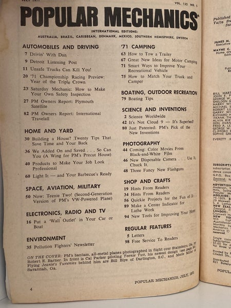 POPULAR MECHANICS MAGAZINE: Vol. 135, No. 5 - July 1971 Carousel 4