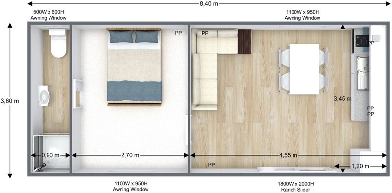 New 1-Bed Portable Cabin - 8.4m x 3.6m = 30sqm Carousel 2