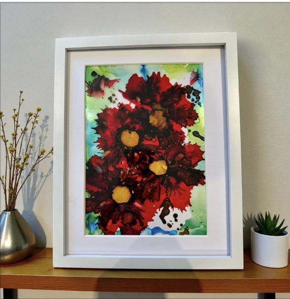 Original Art - Alcohol Ink - Shot Flowers Carousel 2