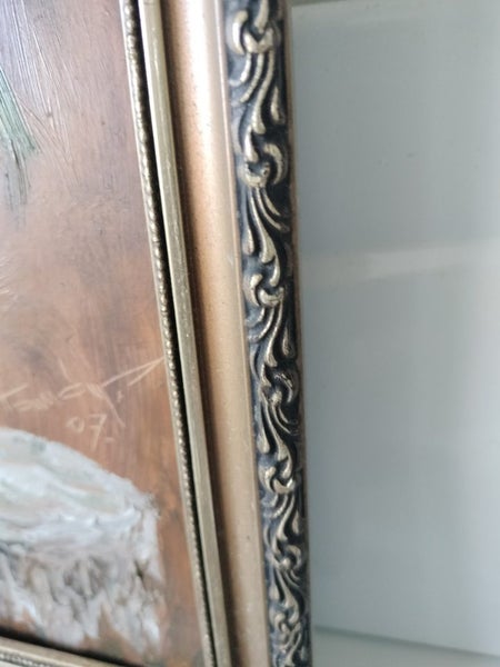 Original antique oil on board painting Carousel 11