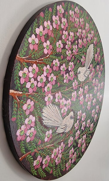 'Catching the light' - White Fantails & Manuka Blossoms.64275185100290111