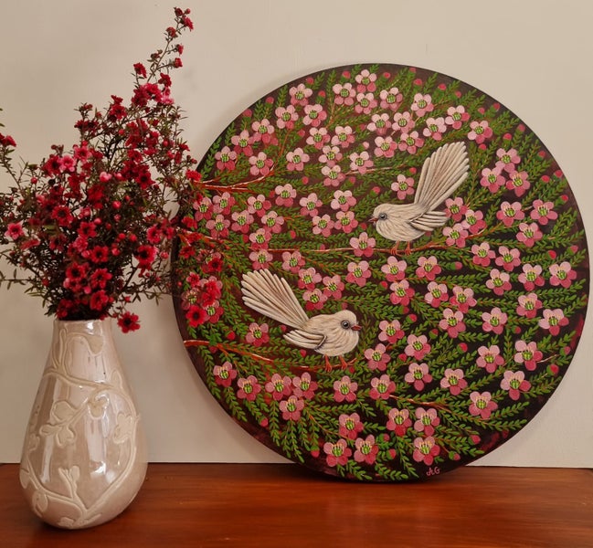 'Catching the light' - White Fantails & Manuka Blossoms.64275185100290112