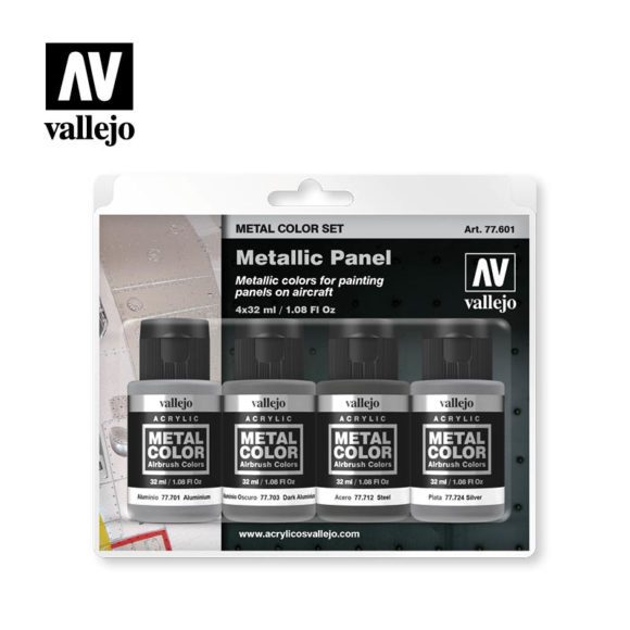 Vallejo - Metal Colour - Metallic Panel 4 Colour Acrylic Paint Set64366519302273110
