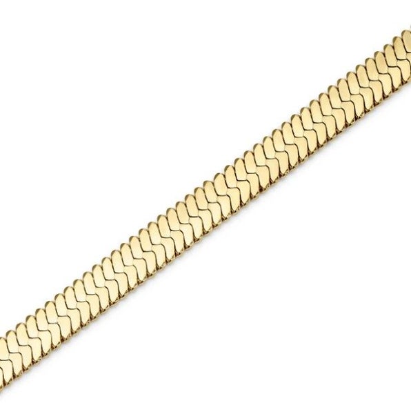 Men’s Flat Link Snake Chain Bracelet with 18k Gold Detailing -SALE! Carousel 2