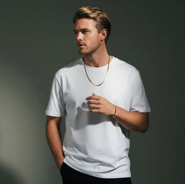 Men’s Flat Link Snake Chain Bracelet with 18k Gold Detailing -SALE! Carousel 3