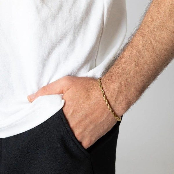 Men’s 3MM Twisted Link Chain with 18k Gold Detailing - SALE! Carousel 2