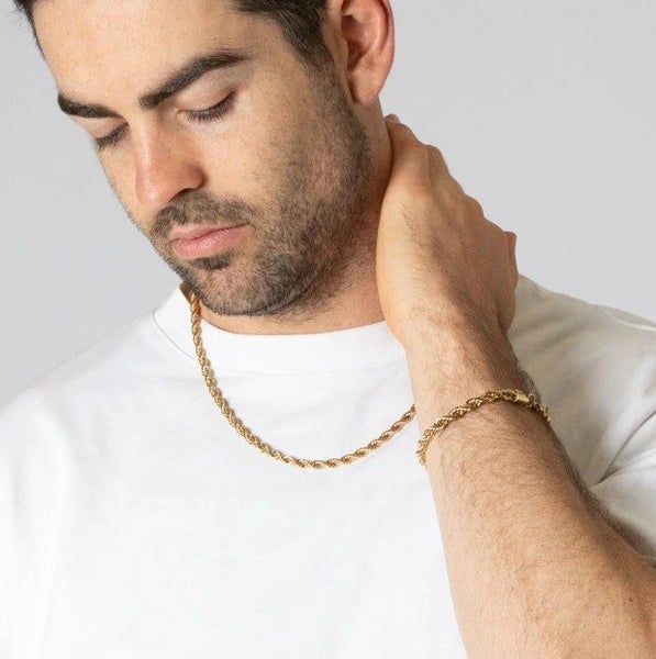Men’s 3MM Twisted Link Chain with 18k Gold Detailing - SALE! Carousel 3