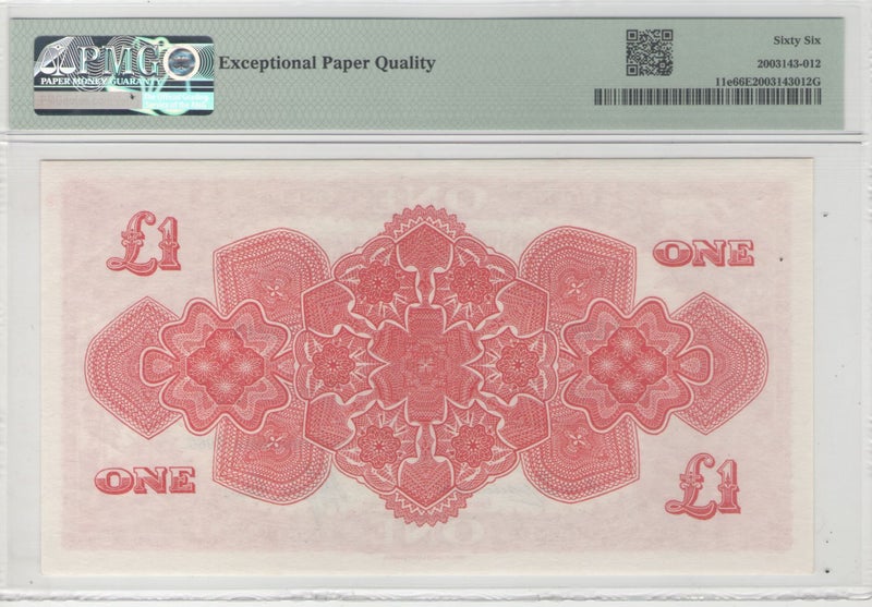 Tonga - 1966 One Pound (£1) - Coat of Arms - "D/1 53243" - PMG Gem UNC - P11e Carousel 2