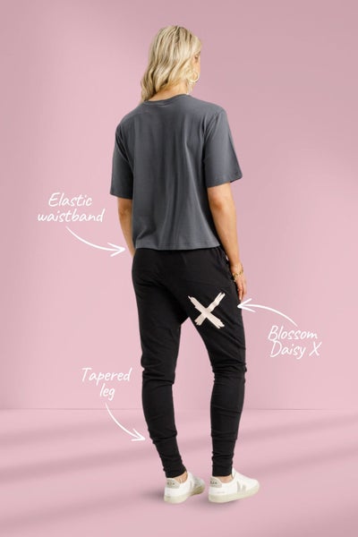 Homelee Apartment Pants Black with Blossom Daisy X Carousel 2