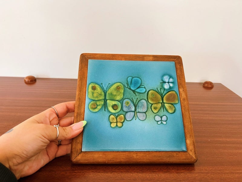 Vintage Butterfly Tile Trivet Or Wall Hanging Carousel 1