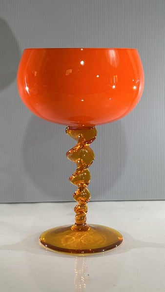Large Vintage Empoli Italian Glass Vase – Vivid Orange Carousel 2